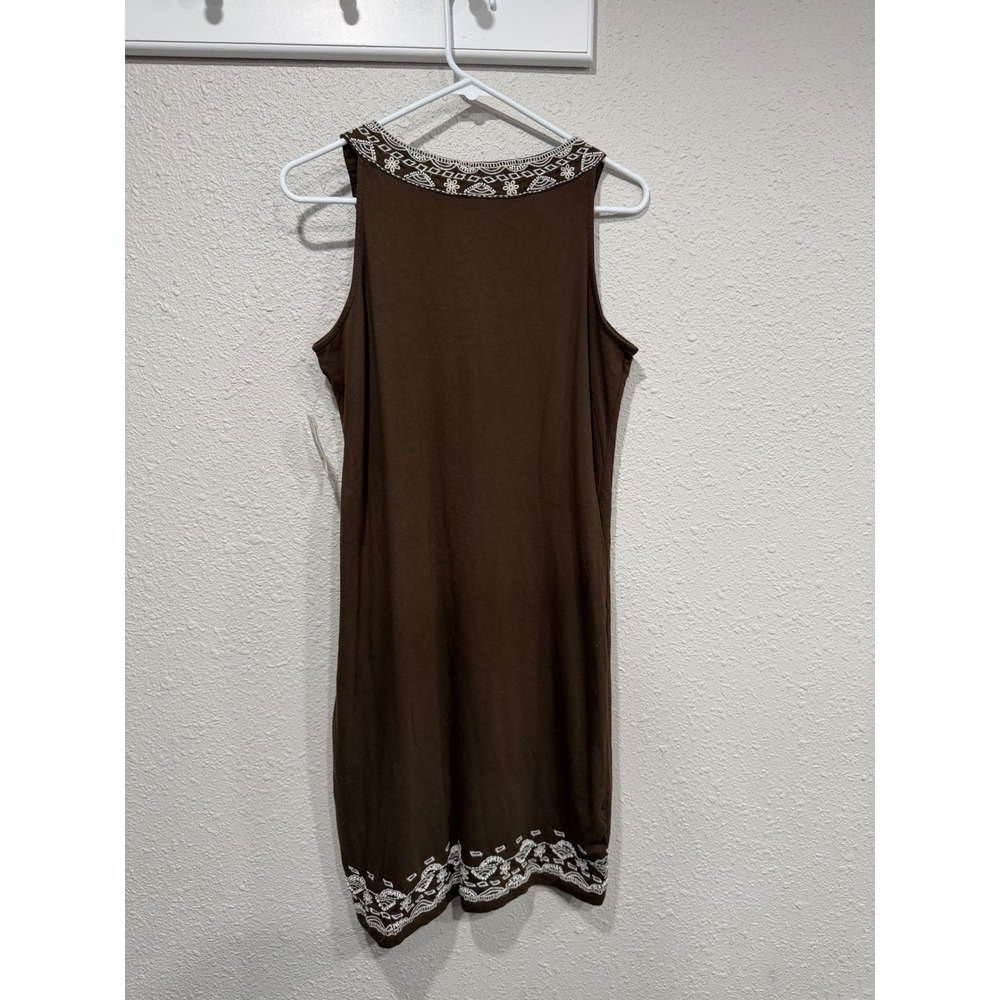 NWT Charter Club Petite MP Brown Embroidered Beaded Shift Dress Boho Resort Luxe - Picture 8 of 8